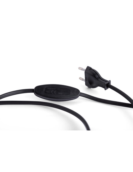 Black electrical cord, with switch and plug, 150 cm