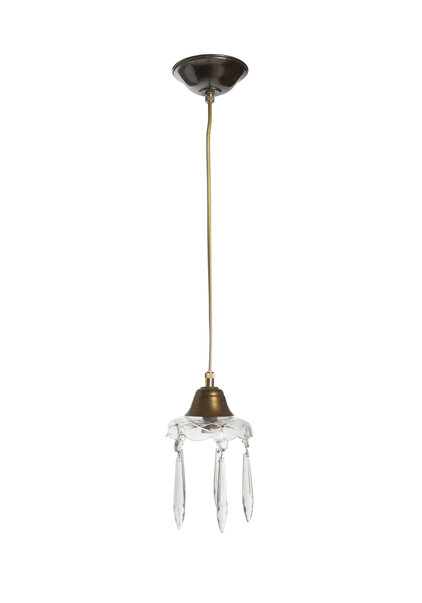 Mini Hanging Lamp, Clear Glass with Icicles, 1930s