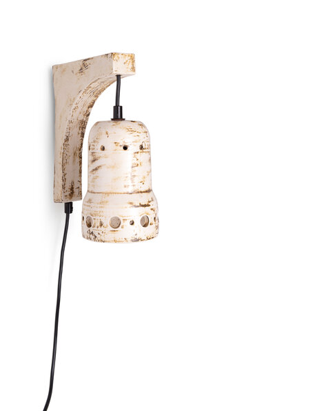 Keramiek wandlamp, creme bruin