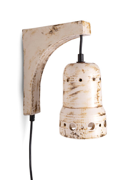 Keramiek wandlamp, creme bruin