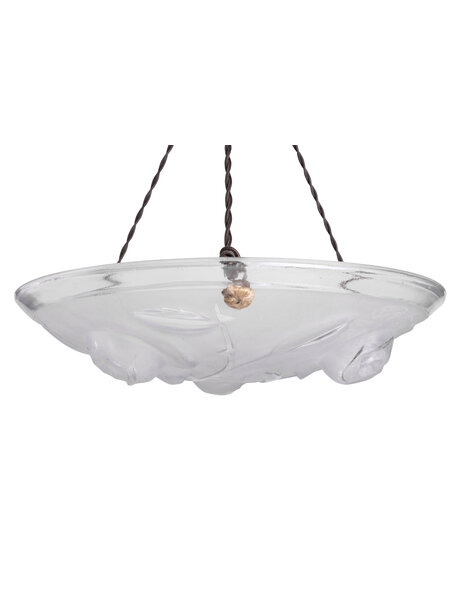 Art Deco hanglamp, persglas met rozen