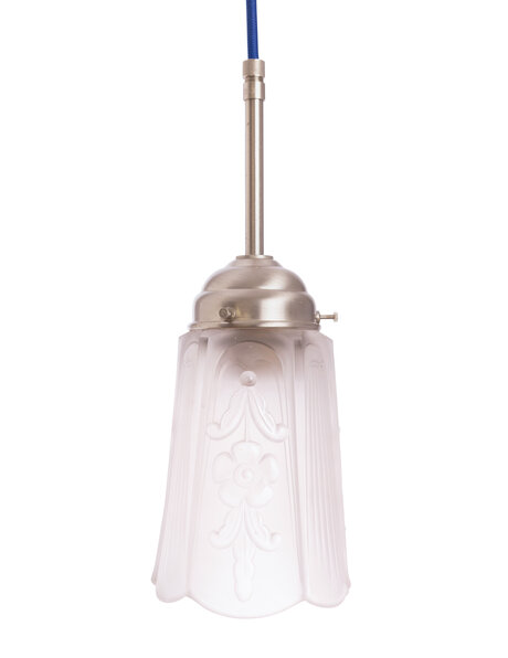 Matt glass hanging lamp on a cord