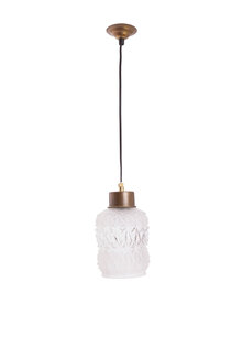Vintage Hanglampje, Mat-Helder Glas, Jaren 50