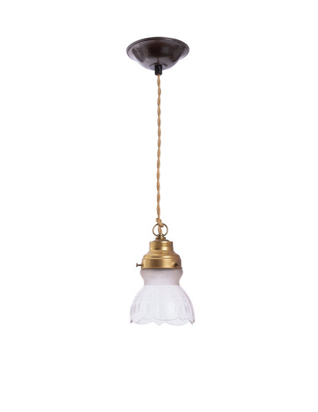 Glass hanging lamp, olives in glass