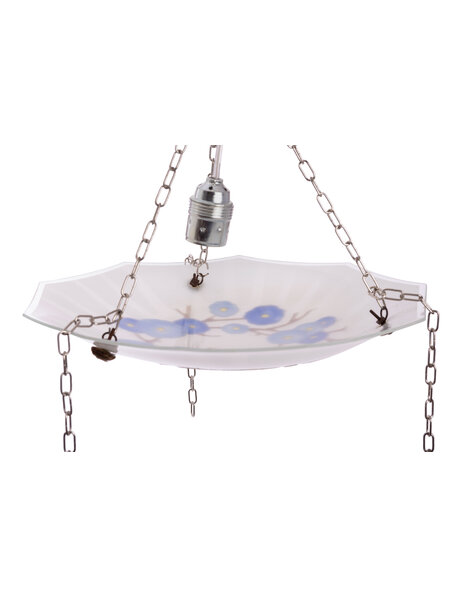 Glass hanging lamp, blue flowers
