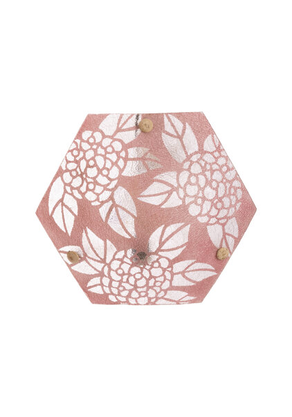 Pendant Lamp, Glass Bowl, Pink Print, 1930s