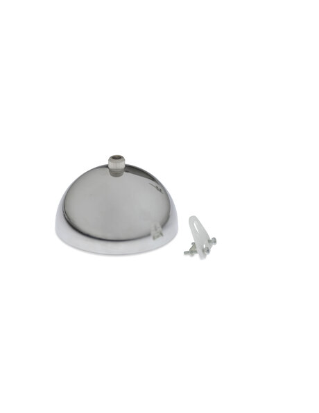 Shiny ceiling plate, chrome, complete for cord