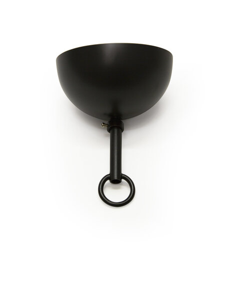 Metal ceiling plate, black coated metal, complete set: hanging loop, adjusting pipe, cover plate