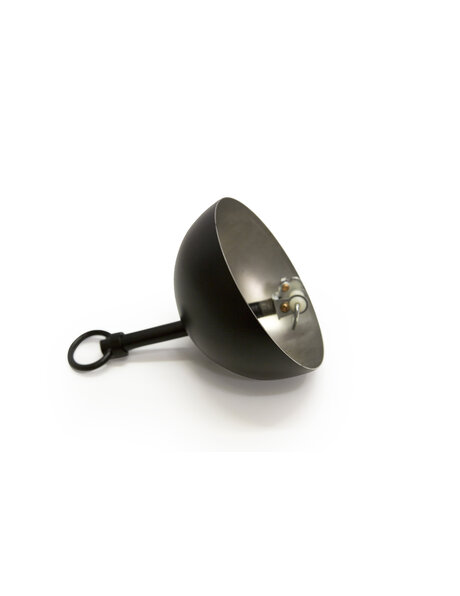 Metal ceiling plate, black coated metal, complete set: hanging loop, adjusting pipe, cover plate