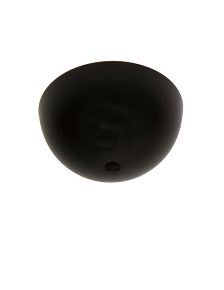 Zwarte plafondkap, mat zwart, halve metalen bol