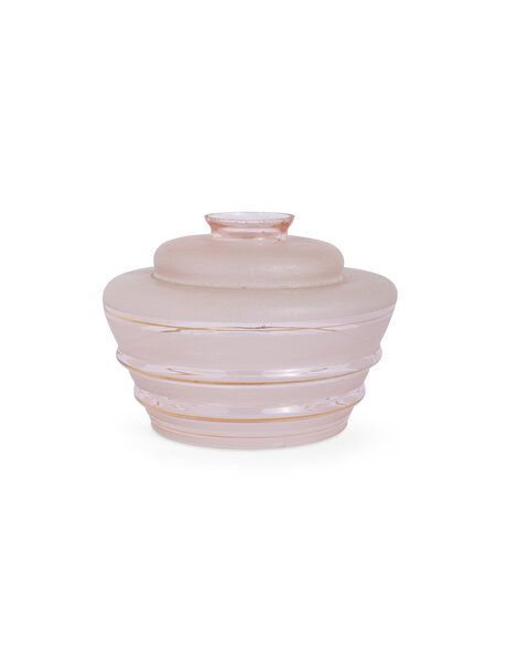 Lampenkap vintage, roze glas met ribbels