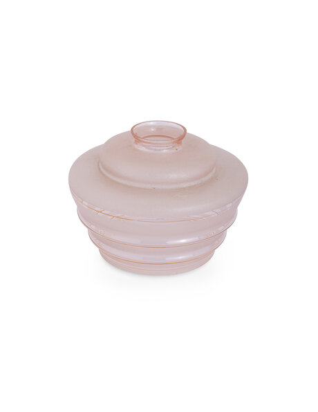 Lampenkap vintage, roze glas met ribbels
