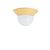 Plafondlamp vintage, wit glas, gele rand