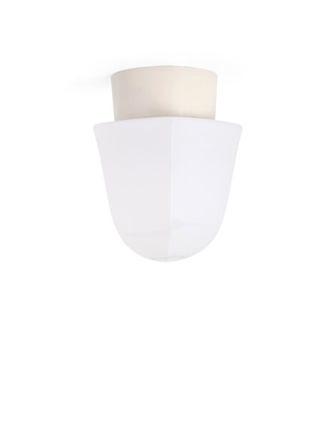 Jaren 50 plafondlamp, geheel wit