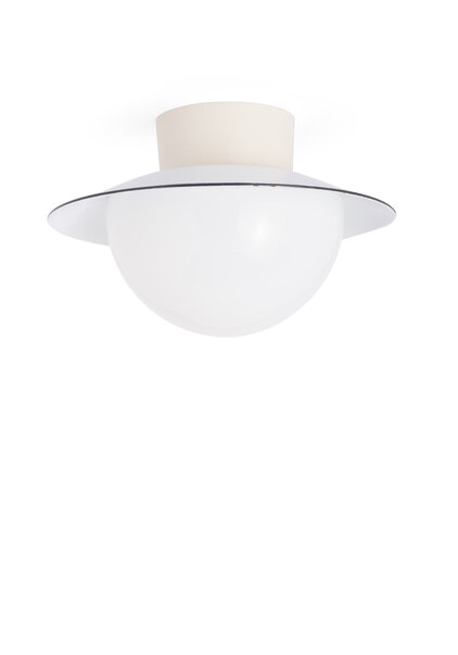 Industrial Ceiling Lamp, White Hood with Hat
