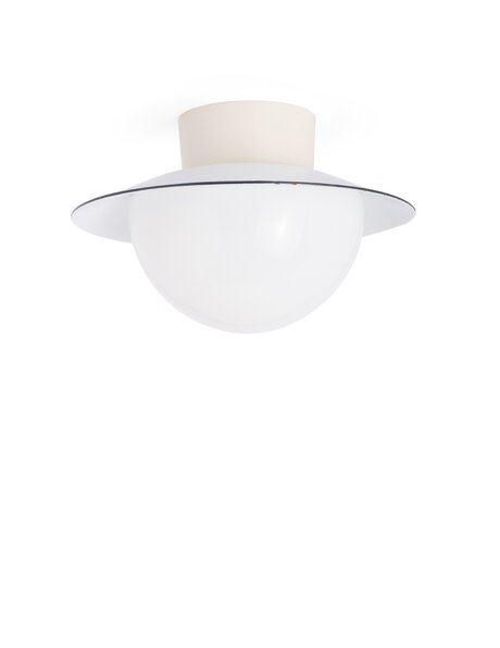 White ceiling lamp, industrial, glass with enamel