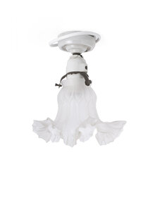 Industrial Ceiling Lamp, Frosted Glass and Porcelain