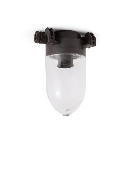 Jaren 30 plafondlamp, bakeliet en helder glas