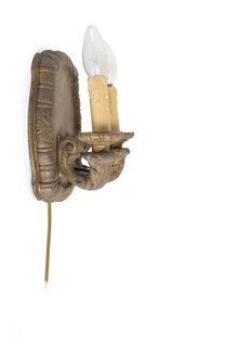 Vintage Wall Lamp, Wooden Fixture