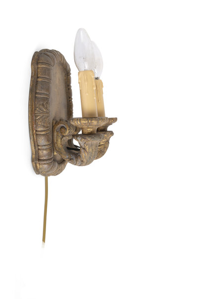 Vintage Wall Lamp, Wooden Fixture