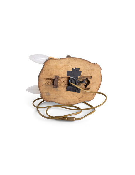 Houten wandlamp, met twee kaarsen