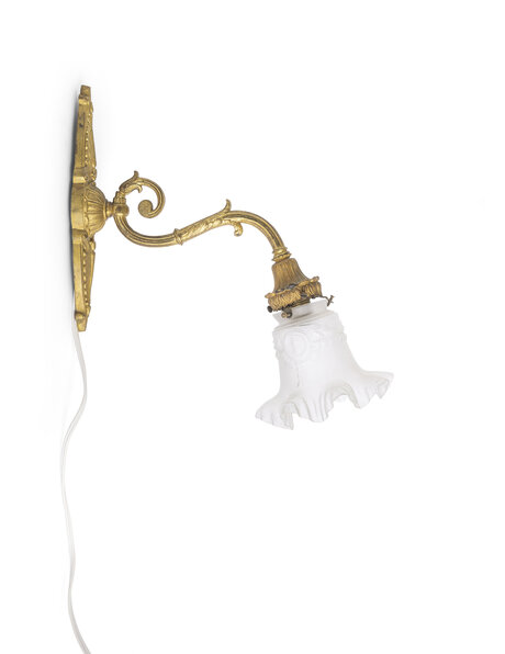 Antique wall lamp, matt glass lampshade