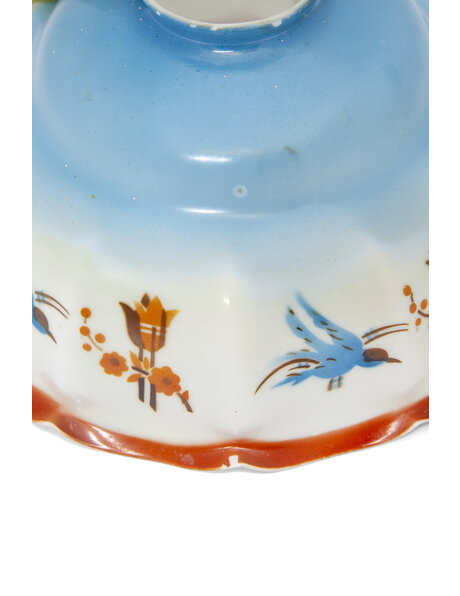 Opal glass lampshade, birds and flowers