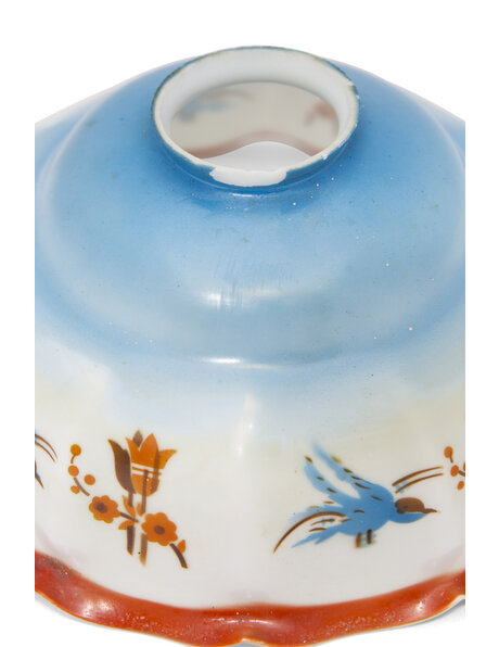 Opal glass lampshade, birds and flowers