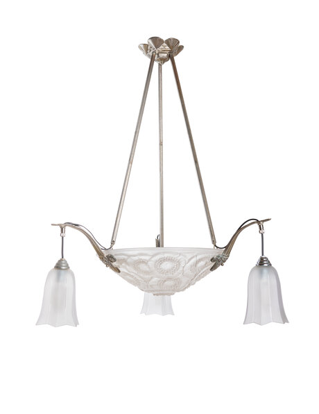 Art Deco hanging lamp on square tubes