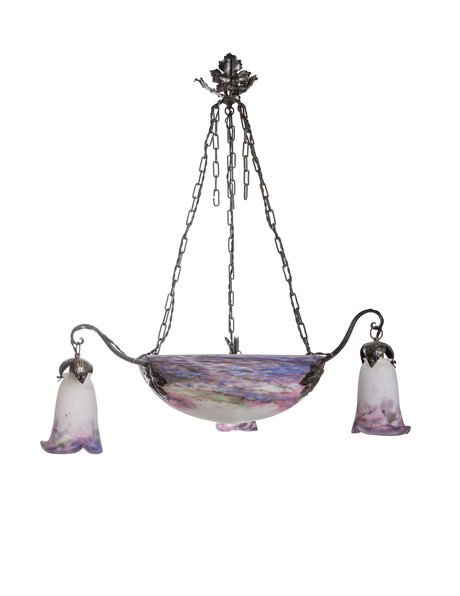 French hanging lamp, signed