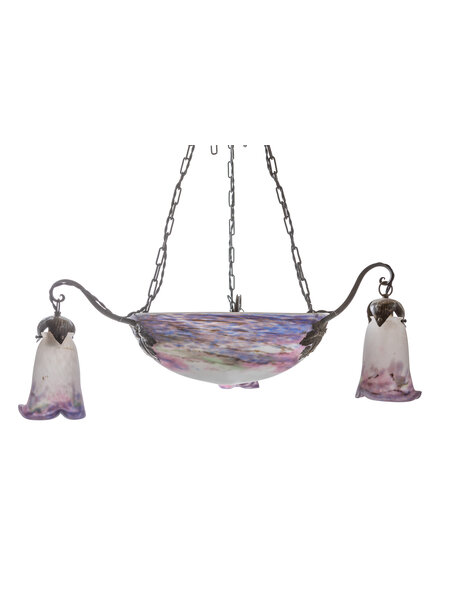 French hanging lamp, signed