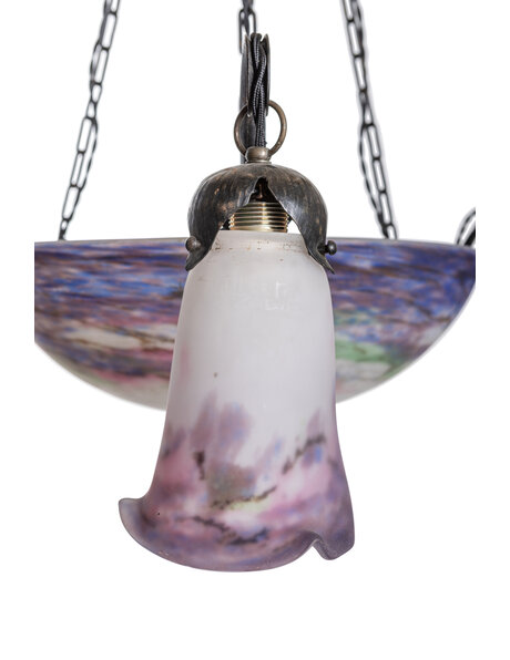 French hanging lamp, signed