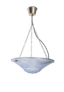 Antique Glass Hanging Lamp, Blue Bowl