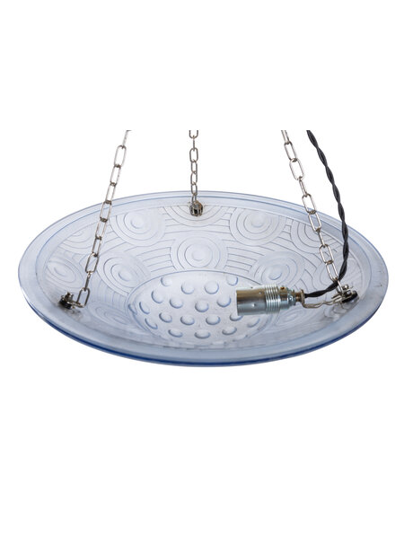 Blauw glazen hanglamp, Art Deco