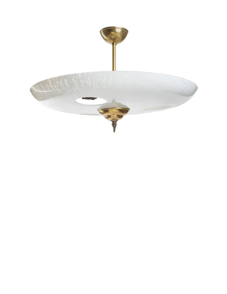 Vintage hanglamp, grote glazen schaal