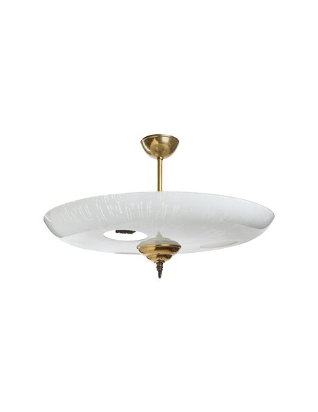 Vintage hanglamp, grote glazen schaal