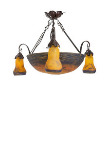 Muller Freres Antique French Hanging Lamp, ca. 1930