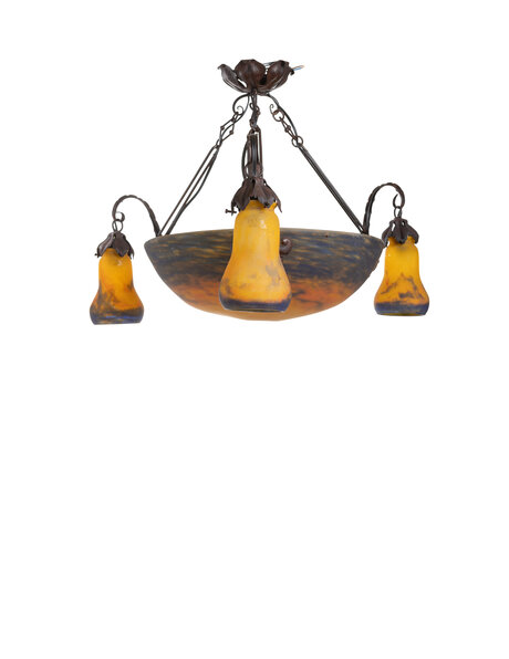 French hanging lamp, signed, 1930s