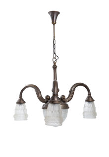 Classic Hanging Lamp, 3 Arms, Frosted Glass Shades
