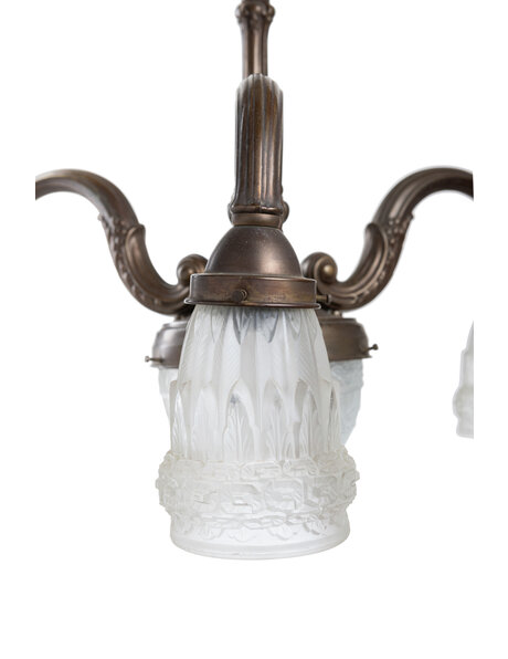 Klassieke hanglamp, gebruineerd, jaren 30