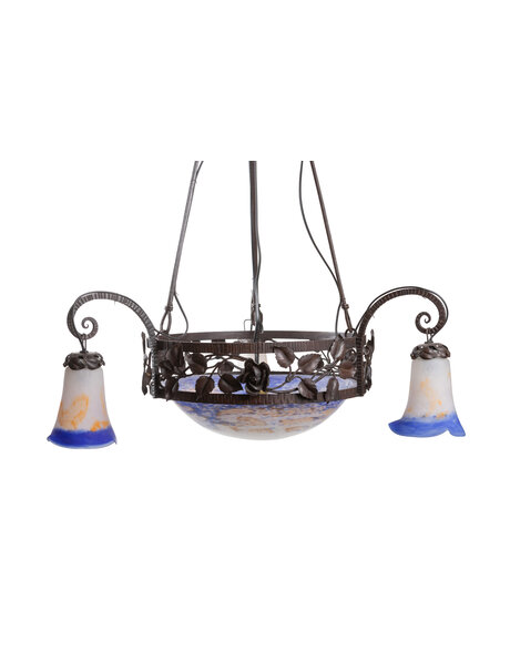 Grote hanglamp, Frans, jaren 30, gesigneerd "Lorrain"