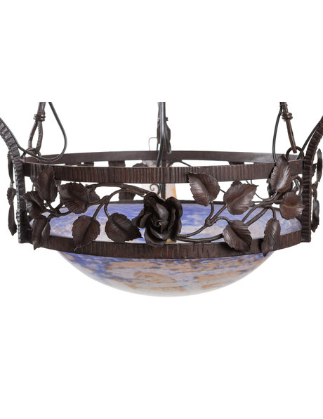 Large hanging lamp, French, 1930s, signed "Lorrain"