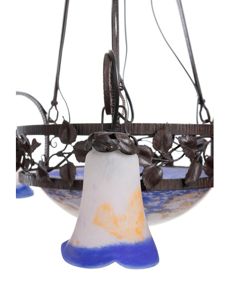 Grote hanglamp, Frans, jaren 30, gesigneerd "Lorrain"