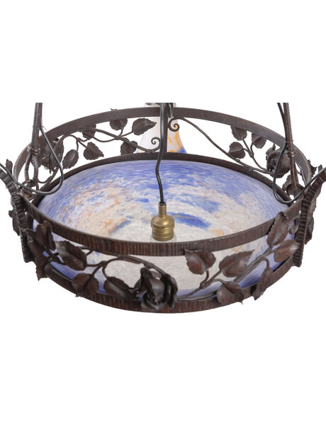 Large hanging lamp, French, 1930s, signed "Lorrain"