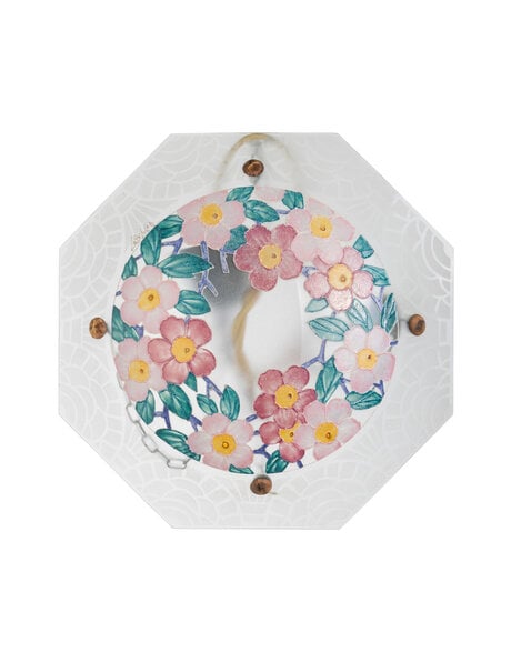 Hanging lamp, glass bowl on cord, signed L. Luca