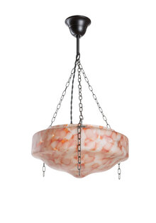 Glazen Hanglamp, Rood Gewolkt Glas, Jaren 30