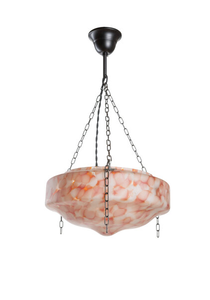 Glass Hanging Lamp, Red Clouded Glass, 1930s