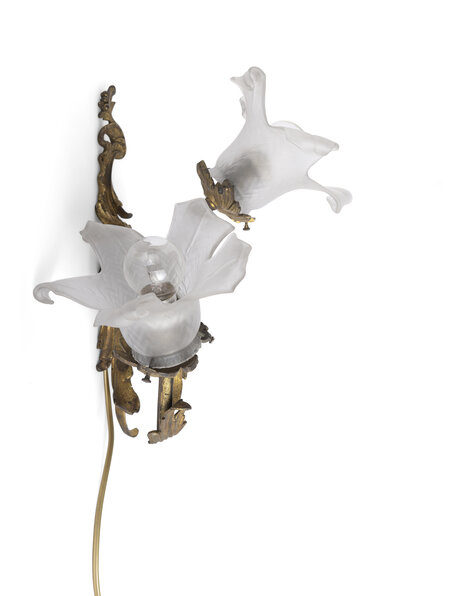 Baroque wall lamp, frosted glass shades