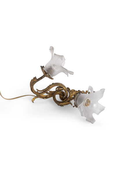 Baroque wall lamp, frosted glass shades
