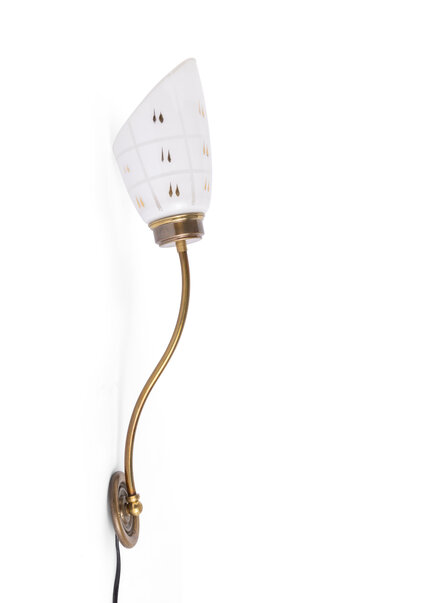 Vintage Wall Lamp, Glass on Long Stem